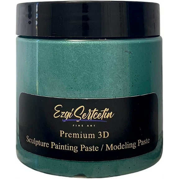 3D Sculpture Painting Paste|Modeling Paste|Decorative Plaster|Ready to Use|Unique Metallic Pearl and Neon Colors|Ideal for Artwork|Stencil|Flowers|Texture and Art Relief|6 oz|Metallic Green