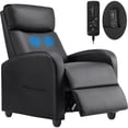 thumbnail image 4 of ZUNMOS Massage Recliner, Small Recliner Sofa, with Cushioned Seat and Massage Backrest, Remote Control, Suitable for Home Theater Living Room, Bedroom, Black, 4 of 7
