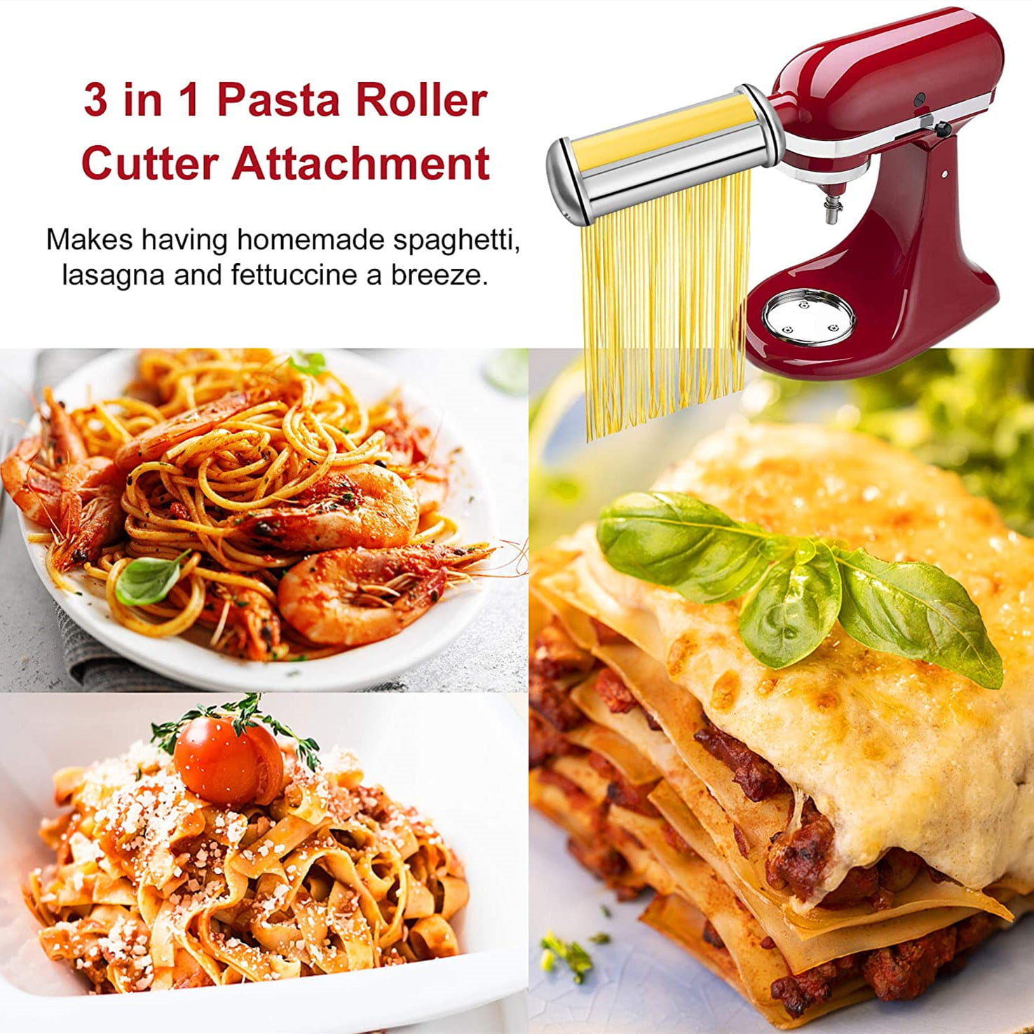 KitchenAid 3-Piece Pasta Roller & Cutter Mixer Attachment Set-883049392134