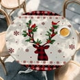 thumbnail image 3 of Red Christmas Elk Table Cloth, Round Fitted Tablecloths with Elastic Edge, Xmas Snowflake Botanical Berry Wipeable Waterproof Table Cover for Kitchen Wedding 45-54 Inches, 3 of 4