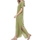 thumbnail image 2 of Vestido a juego con cuello en V, casual, holgado, manga corta, maxi con bolsillo, 2 of 4
