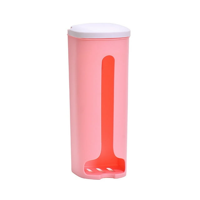 jesticaly Support de Rangement pour Sacs en Plastique avec Couvercle Mural Conteneur de Cuisine Distributeur de Sacs Poubelle Boîte de Rangement Organisateur Rose