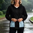 thumbnail image 7 of vdgthytj Rain Jacket Women Long Sleeve Full Zip Color Block Hooded Waterproof Fall Outdoor Outerwear with Pockets(Medium,Light Blue), 7 of 7