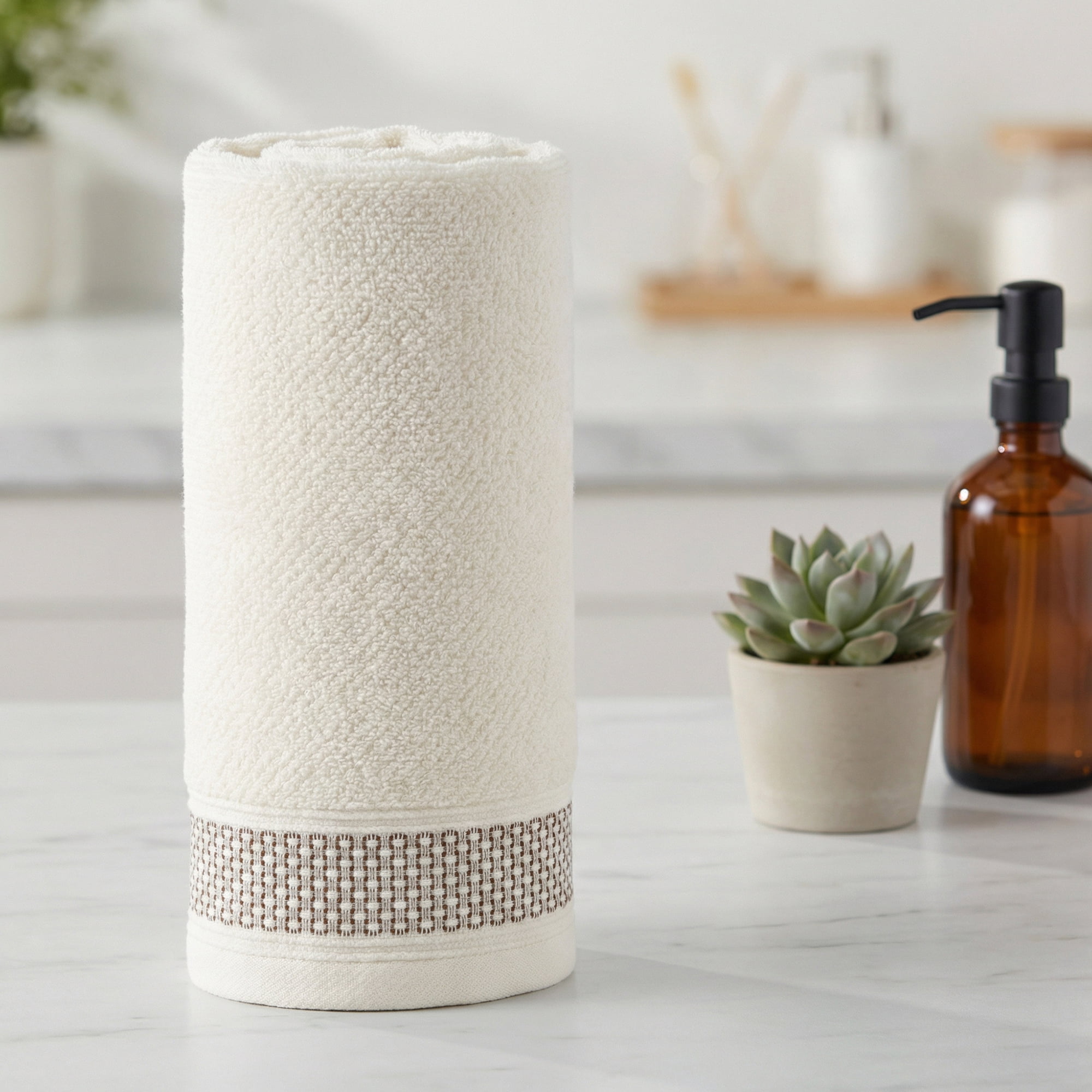 Unique Bargains Cotton Waffle Textured Hand Towels Milky White 4pcs 29" x 13"