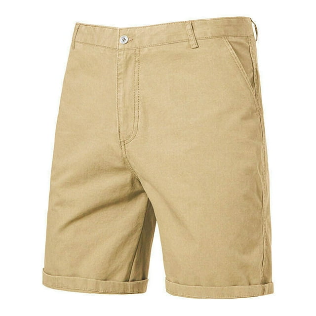 Men Solid Color Casual Fashion Loose Button Waist Pockets Beach Pants Shorts Pants