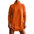 thumbnail image 2 of TGSLY Women's Side Snap Button Down Sweater Warm Soft Turtleneck Long Sleeve Knit Cardigan Dressy Casual Solid Color Fall Winter Outerwear XL, 2 of 9