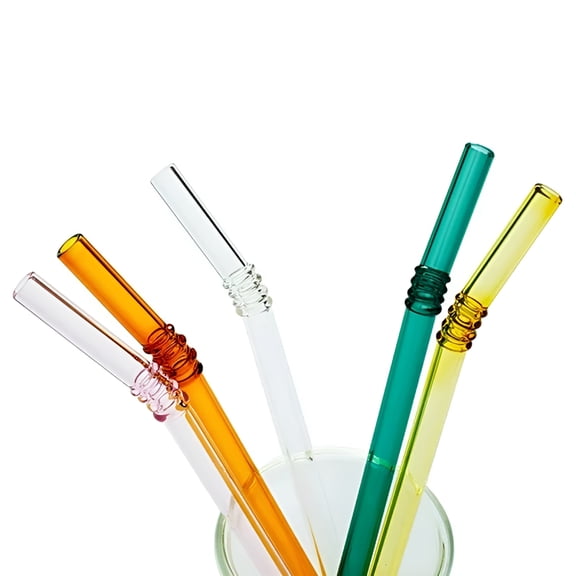 ACDANC Glass Straw Color Straw High Borosilicate Glass Straw Reusable Drinking Glass Tube Eco-Friendly Events Party Favors Supplies