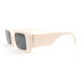 thumbnail image 3 of Iconic Squared Rectangle Plaid Pattern Thick Arm Mod Fashion Sunglasses Ivory - Black, 3 of 4