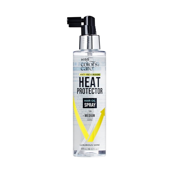 KISS Colors & Care Anti-Reversion Heat Protector Hair Oil Spray, 177mL (6 US fl. oz.)