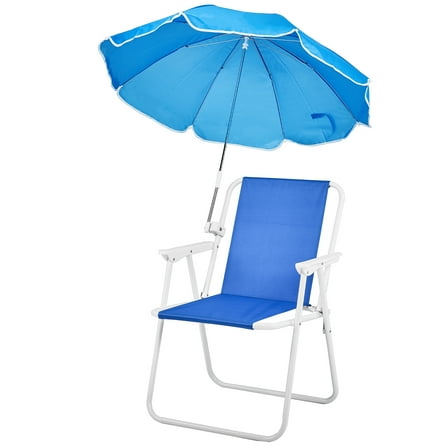 Folding Beach Chair with Umbrella for Adults, Lightweight Porable Camping Chair with 265lbs Capacity for Travel Picnic Concert & Outdoor Activities, Blue