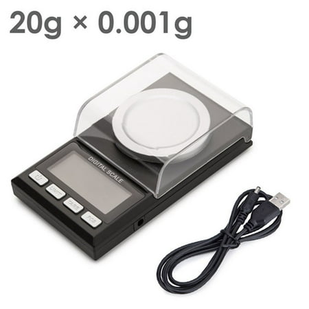 

Portable For Jewelry Medicinal Herbs Gold USB powered Professional Electronic Scales 20/50/100g 0.001g LCD Digital Scale Lab Weight Milligram Scale 20G X 0.001G