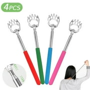 TSV 4pcs Extendable Back Scratcher, Stainless Steel Telescopic Rod, Telescoping Bear Claw Hand Scratcher