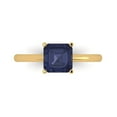 thumbnail image 2 of 1ct Princess Cut Blue Crystal 14k Yellow Gold Engraving Statement Bridal Wedding Solitaire Designer Ring Size 4.75, 2 of 7
