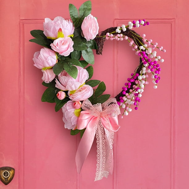 Xihbxyly Corona de Corazón para San Valentín, Diseño Romántico de Rama Marchita, Perfecta para Bodas, Aniversarios o Compromisos, Decoración Interior y Exterior, 35 X 35 X 8 Cm, Regalo para Seres Que