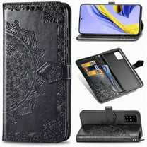 Dteck Case For Samsung Galaxy A51 5G (6.5 inch), Magnetic Retro Pattern Flower Leather Wallet Case Shockproof Card Holder Kickstand Protective Flip Cover ,Black