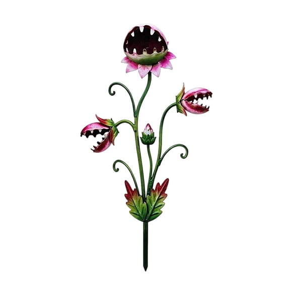 ABODELINE Whimsical Metal Carnivorous Plant Garden Stake | Venus Flytrap Monster Plant Sculpture, Halloween Yard Art for Flower Beds, Patios & Planters, Unique Quirky Garden Gift