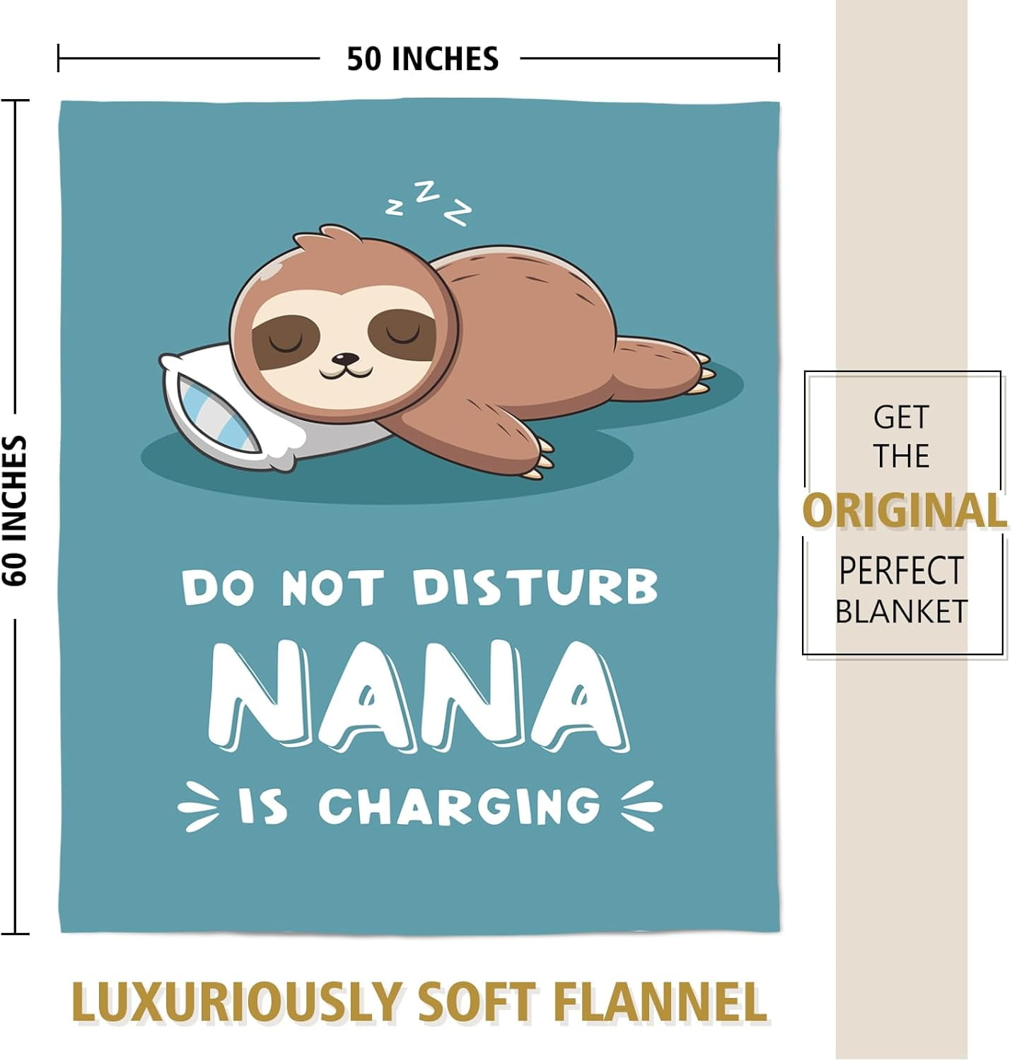 Funny Nana Gifts for Christmas, Nana is Charging Sloth Blanket, Nana Birthday Gifts, Gifts for Nana from Grandkids for Mothers Day, Soft Sloth Throws Blankets for Nana