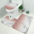 thumbnail image 2 of Pink Glitter White Marble Pattern Bathroom Rugs Sets 3 Piece,Toilet Cover Set,Absorbent Non Slip Bathroom Mats Sets with U-Shaped Contour Rug Toilet Rug Set, 2 of 5