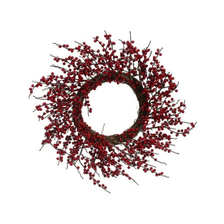 Allstate 18" Unlit Artificial Red Berry Twig Christmas Wreath
