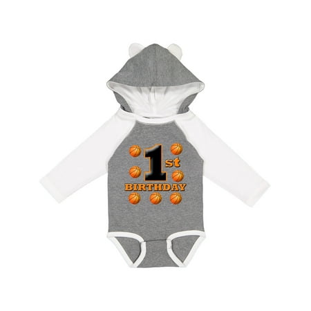 

Inktastic 1st Birthday Basketball Gift Baby Boy or Baby Girl Long Sleeve Bodysuit