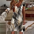 thumbnail image 2 of Women's Summer Casual Dress 2025 V Neck Loose Swing Flowy Beach Boho Mini A-Line with Pockets Womens Casual Trendy Midi Dresses, 2 of 5