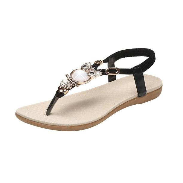 Amzcrzy Zapatos de mujer,Zapatos de mujer,Zapatillas de mujer, Chanclas planas para mujer, estilo bohemio, con punta abierta, transpirables, cómodas, sandalias romanas Sandalias Mujer Zapatillas De C