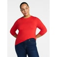 thumbnail image 2 of Time and Tru Women's Slim Crewneck Tee with Long Sleeves, Sizes XS-XXXL, 2 of 6