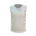 thumbnail image 6 of Gunia Girls Sequin Top Glitter Sleeveless Dance Blouse Performance Dancewear Party Sparkly Tops For Girl White, 6 of 6