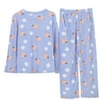 thumbnail image 4 of Letdown Winter Pajamas Cute Peach Print Flannel Warm Set Winter Thick Warm Loungewear Outfits Casual Pjs Soft Fluffy Nightwear (10-Blue,One Size), 4 of 9