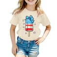 thumbnail image 5 of 250 Anniversary Usa Shirt Summer Tops Graphic Tees for Girls Stylish Printed Short Sleeve Round Neck Comfortable Casual Daily Everyday Wear Light Yellow, 5 of 5