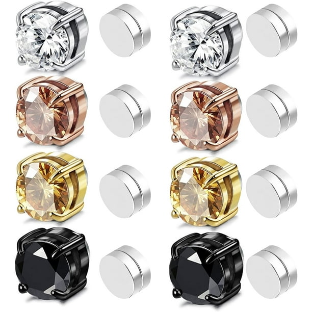 Pendientes magnéticos para mujer, con corte de diamante, no perforantes, con imanes de germanio de terapia fuerte