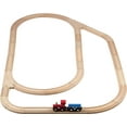 Wooden Train Tracks 52 PCS Wooden Train Set + 2 Bonus Toy Trains