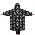 thumbnail image 2 of Oversized Wearable Blanket Hoodie,Black White Skull Cross Pattern Sherpa Blanket Hoodie with Super Pockets,Super Warm Fuzzy Pullover for Women & Men, 2 of 6