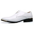 thumbnail image 2 of Santimon Mens Dress Shoes Leather Lace Up Pointed Toe Oxford Shoes Casual Formal Business Shoes White 6.5 US, 2 of 8