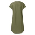 thumbnail image 2 of Eashery Long Dresses Women Summer Casual T Shirt Dresses Beach Cover up Plain Pleated Tank Dress Army Green XXL, 2 of 4