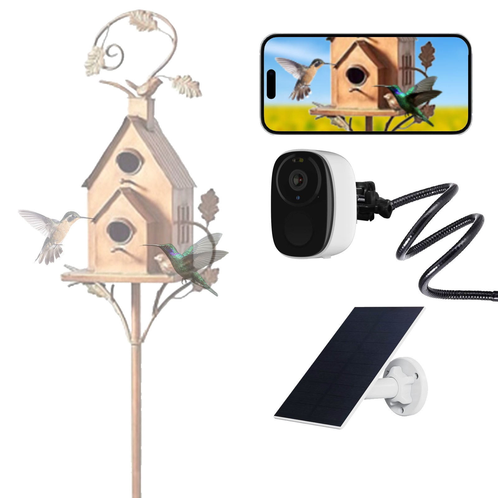 CxhicLuv Solar Powered Bird Feeder Camera with Night Vision, 1080P Outdoor Bird Watching Camera, Christmas Decorations for Backyard, Motion Detection & Solar-Powered Birdhouse Feeder