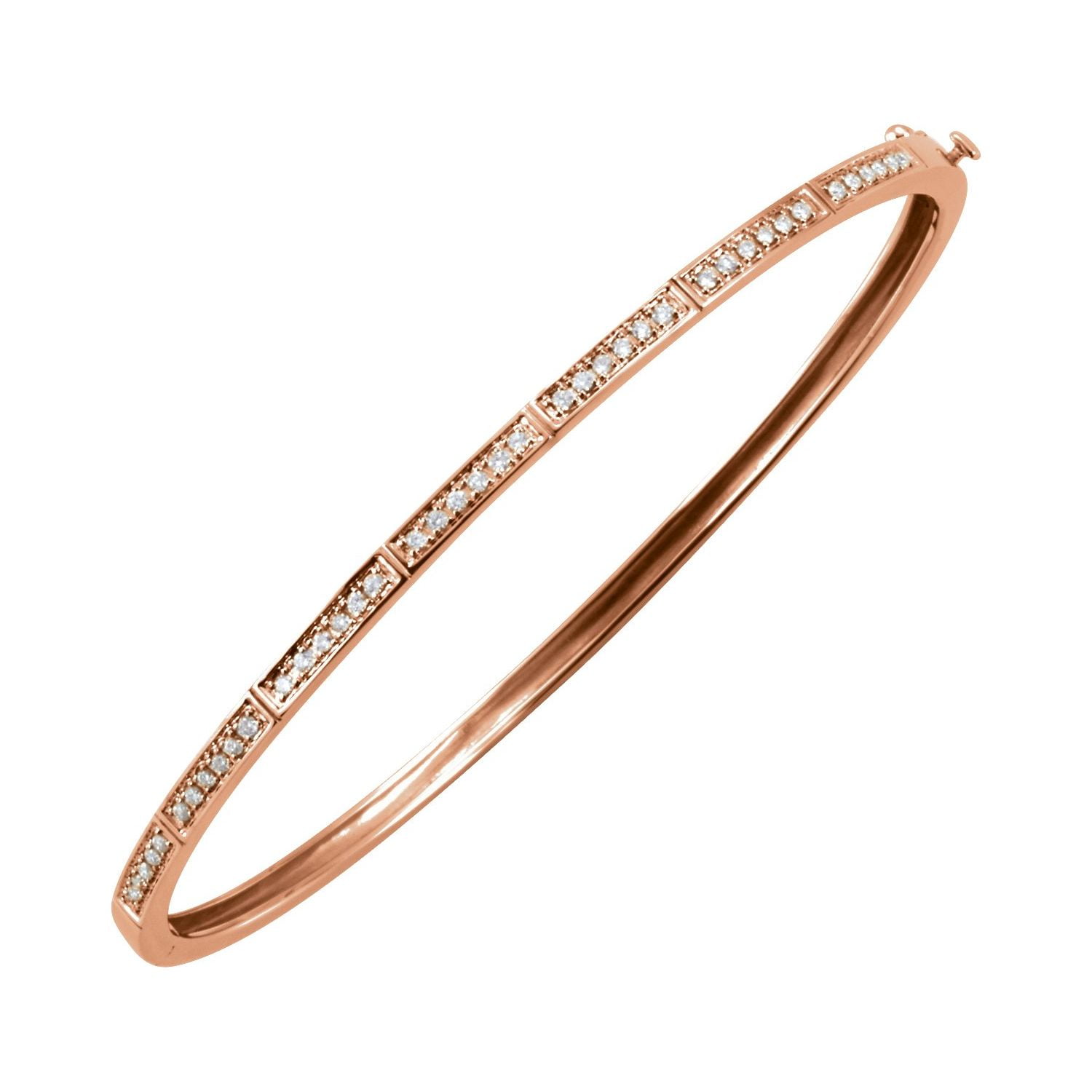 Solid 14K Rose Gold 1/3 Cttw Diamond Bangle Bracelet - Walmart.com
