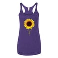 thumbnail image 2 of Sunflower Christian Faith Cross Inspirational/Christian Tri-Blend Racerback Tank Top, Purple Rush, Medium, 2 of 3