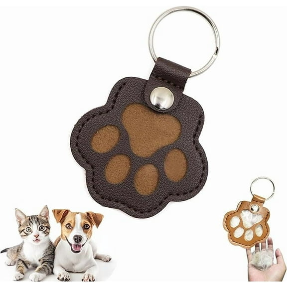 Pet Memorial Gifts for Cat Dog Cute Leather Paw Keychain Pet Hair Keepsake Keyring for Bag Purse Paw Charm Key Holder