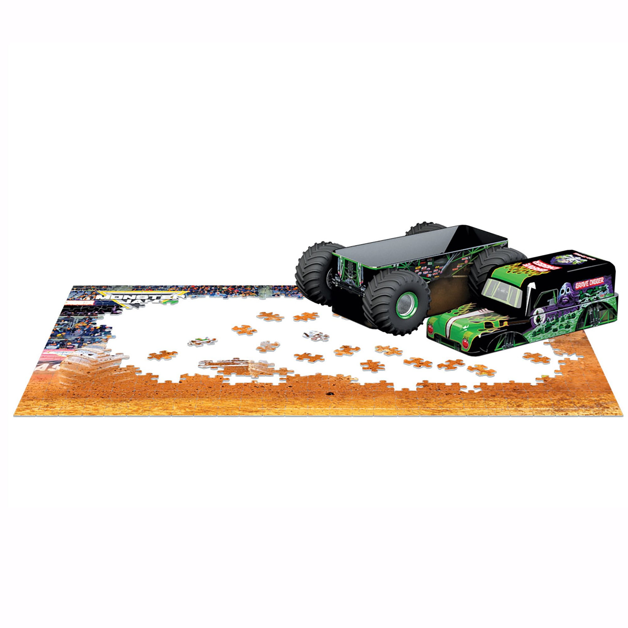 Eurographics: Monster Jam Grave Digger - 550 Piece Puzzle - Iconic Monster Truck-Shaped Collectible Tin, 19x13" Action Jigsaw, Officially Licensed