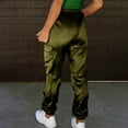 thumbnail image 4 of BUIGTTKLOP Satin Cargo Pants for Women Drawstring Elastic Waist Jogger Pants Cinch Bottom Athletic Trousers, 4 of 6