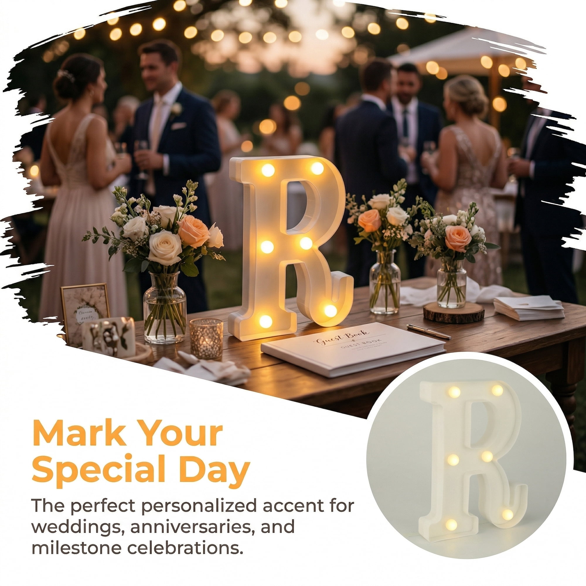 Unique Bargains Marquee Letters With Lights LED Light Up Signs Letter R 5.5"L x 1.3"W x 8.1"H