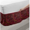 thumbnail image 2 of Asian Bed Skirt, Pattern Based on Traditional Vintage Twists Lines Spirals, Elastic Bedskirt Dust Ruffle Wrap Around for Bedding Decor, 4 Sizes, Dark Coral Orange Green, by Ambesonne, 2 of 2