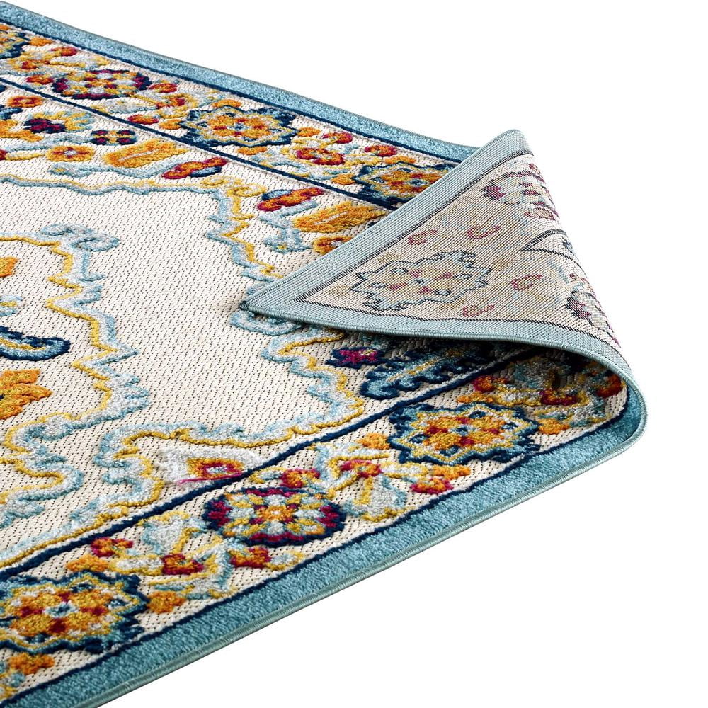 Modway Reflect Ansel Distressed Floral Vintage Medallion 8x10 Indoor and Outdoor Area Rug in Multicolored