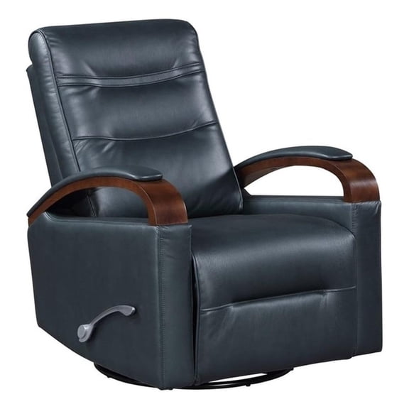 Lexicon Margot Faux leather Swivel Glider Reclining Chair in Dark Blue