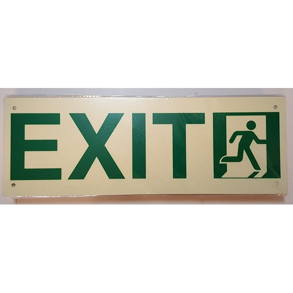 Exit Sign (Glow in The Dark Sign - Photoluminescent,High Intensity, Aluminium 4.5x13,Rust Free)(ref-2022-4)
