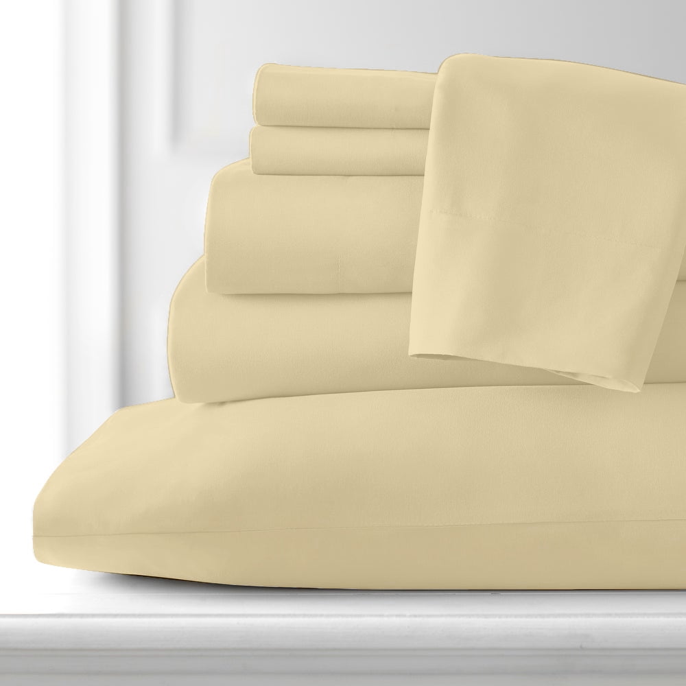 Premium Home Collection Microfiber Soft Cooling Bed Sheet Set - 6 Piece, Full, Beige