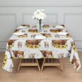 thumbnail image 3 of White Highland Cow Sunflower Calf Pattern Square Tablecloth,Waterproof Square Table Cover,Wipeable Spillproof Washable Table Cover for Home Kitchen Party Decor 52"x52"(132x132cm), 3 of 6