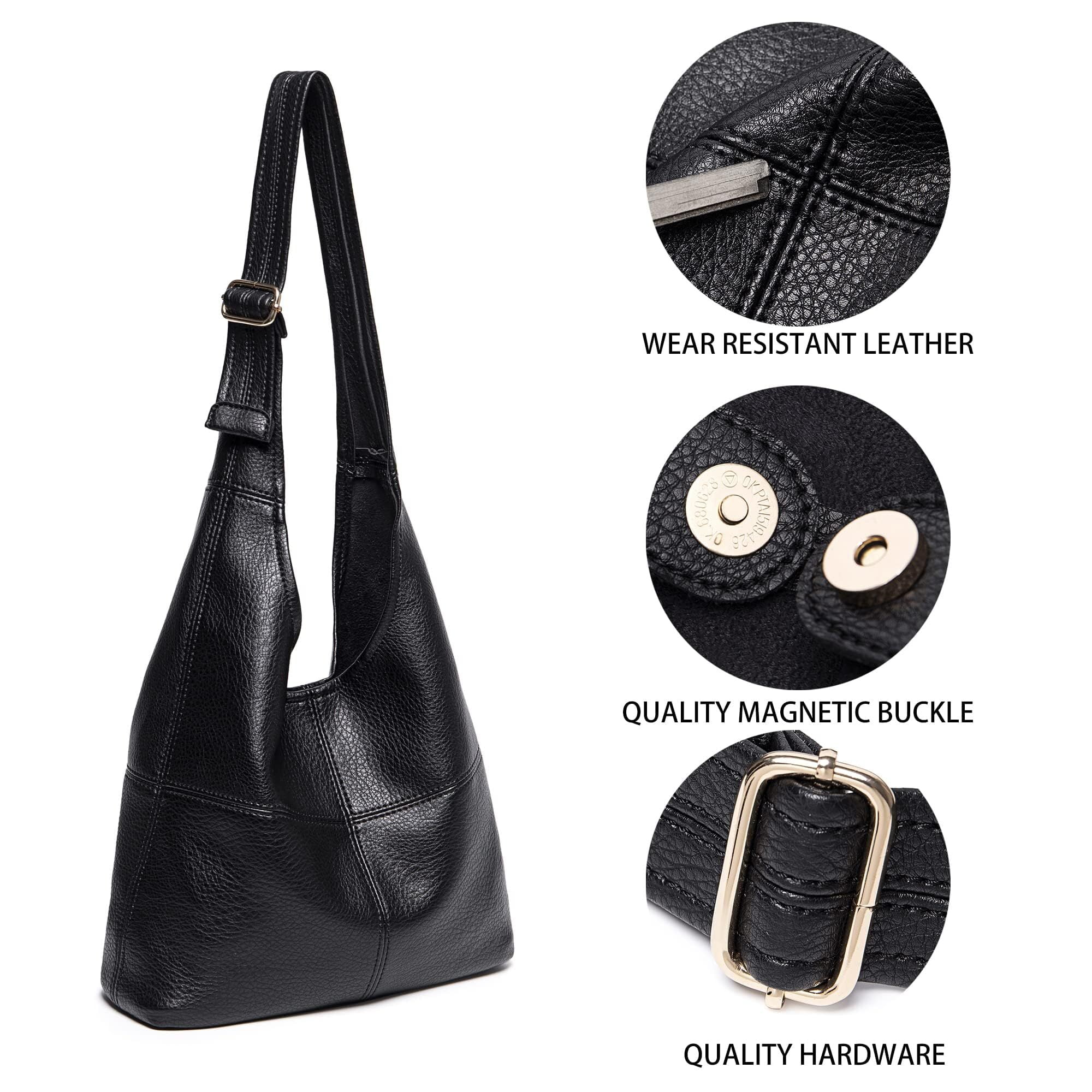 Montana West Hobo Bags Purse for Women Ultra Soft Foldable Shoulder Slouchy Handbags with Cosmetic bag, Black