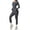 Dark Gray, variant on Women's 2 Piece Yoga Sets Long Sleeve Gym Tracksuit High Waist Running Leggings & Crop Top Outfits